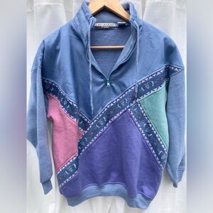 Vintage 1990's Chinawear by Morsly Quarter Zip Sweatshirt, Women's Size Medium